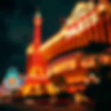 Paris Hotel Illuminated at Night Nighttime view of Paris Hotel with vibrant lights