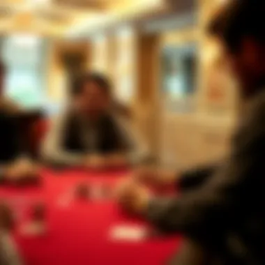 Players engaged in a Texas Hold'em game at a dining table