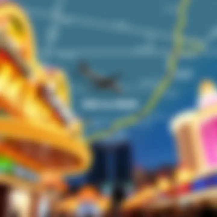 Map highlighting key attractions between RDU and MGM