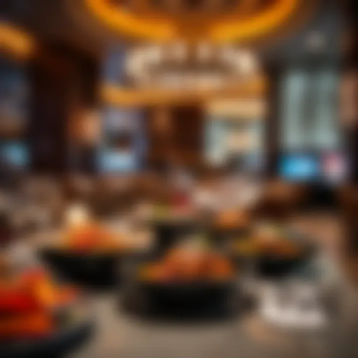 Culinary Delights at Resorts World Elegant dining area with gourmet dishes at Resorts World