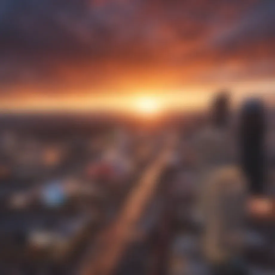 Panoramic view of the Las Vegas Strip at sunset