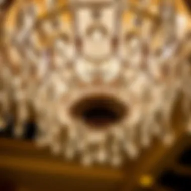Craftsmanship and Elegance A close-up of intricate crystal designs in a chandelier.