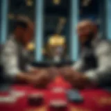 Strategic Tension in Gambling A strategic card game in progress, showcasing the tension between the player and the banker.