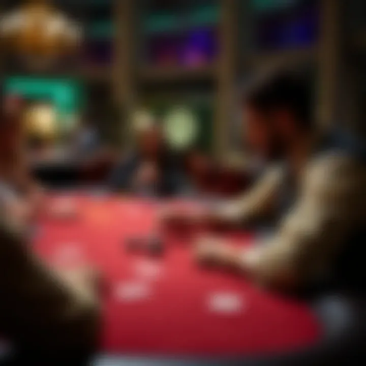 An artistic depiction of a gaming table, highlighting the psychological aspects of the player-banker relationship.