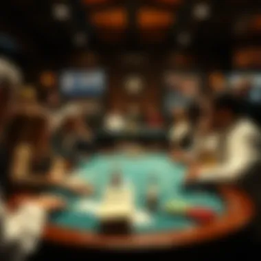 A cultural collage encapsulating the evolution of gaming and the roles of players and bankers throughout history.