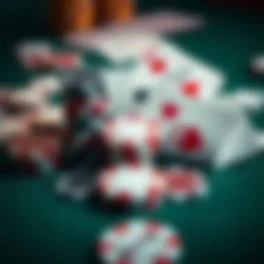 Strategic Poker Play An overhead shot of poker chips and cards, symbolizing strategy.