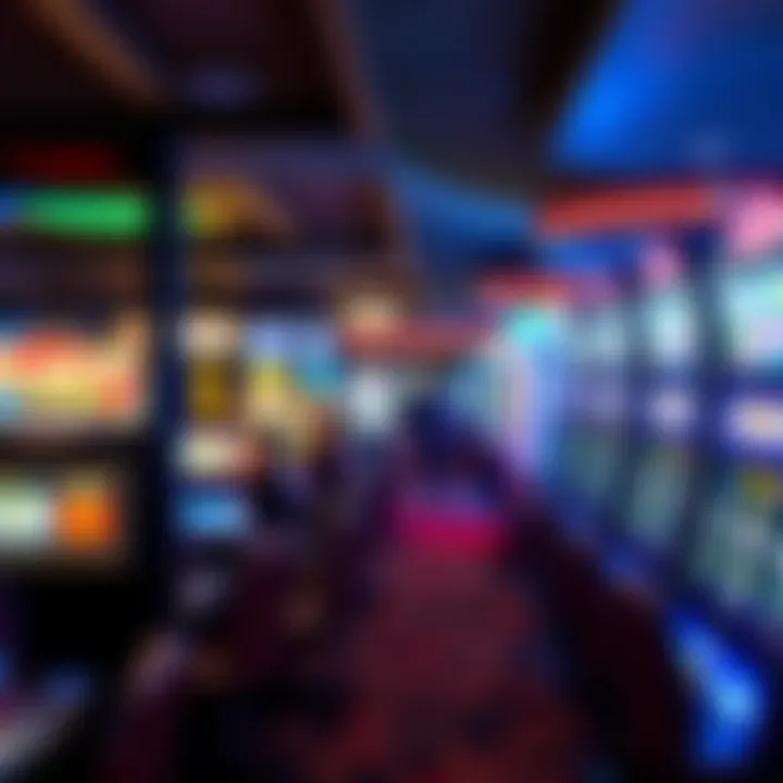Energetic Casino Atmosphere Overview of the bustling casino floor with slot machines