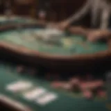 An elegantly set Texas Holdem table with cards and chips