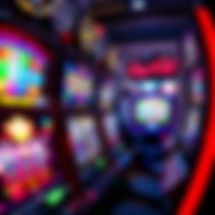 Colorful casino slot machine display with vibrant graphics