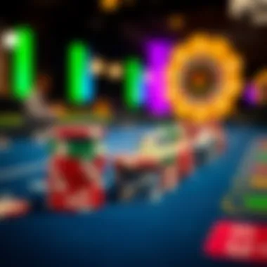 A stack of chips on a poker table showcasing various colors