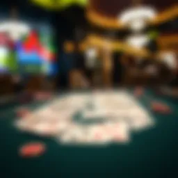 An array of Hold'em cards laid out on a poker table