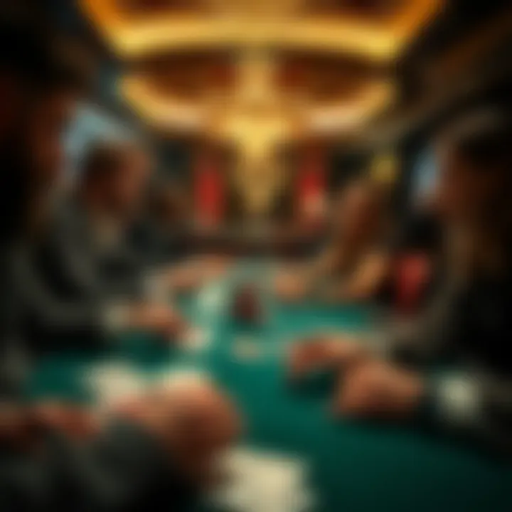 Poker players engaging in a game with a deck of cards