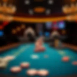 A captivating scene of a poker table set up with cards and chips
