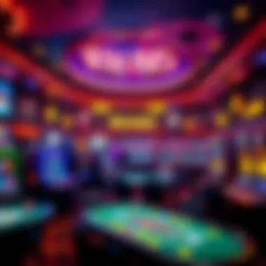 Vibrant Atmosphere at Wild Bill's Casino Interior view of Wild Bill's Casino showcasing vibrant gaming tables and decor